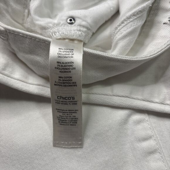 Chicos Jeans Womens 1 US 8 White Platinum Denim Cropped Capri Skinny Casual - Picture 8 of 8